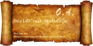 Oszlányi Abdiás névjegykártya